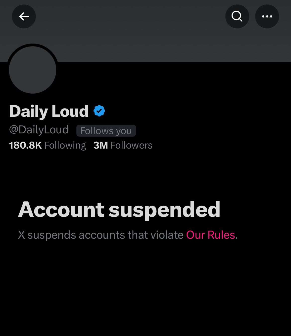 PHOTO Daily Loud gets suspended from Twitter with over 3M