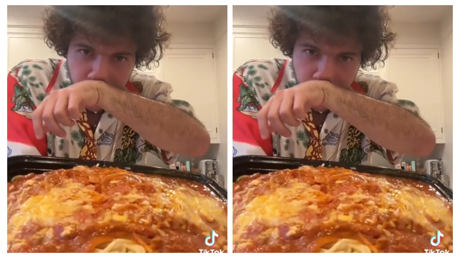 VIDEO Benny Blanco spits back spaghetti into the plate while