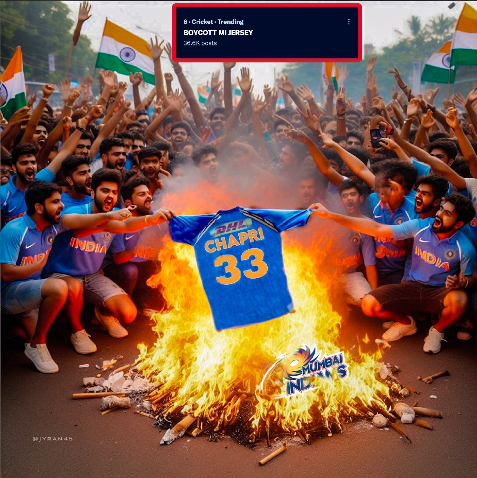 VIDEO Rohit Sharma fans are burning MI Jersey in Boycott