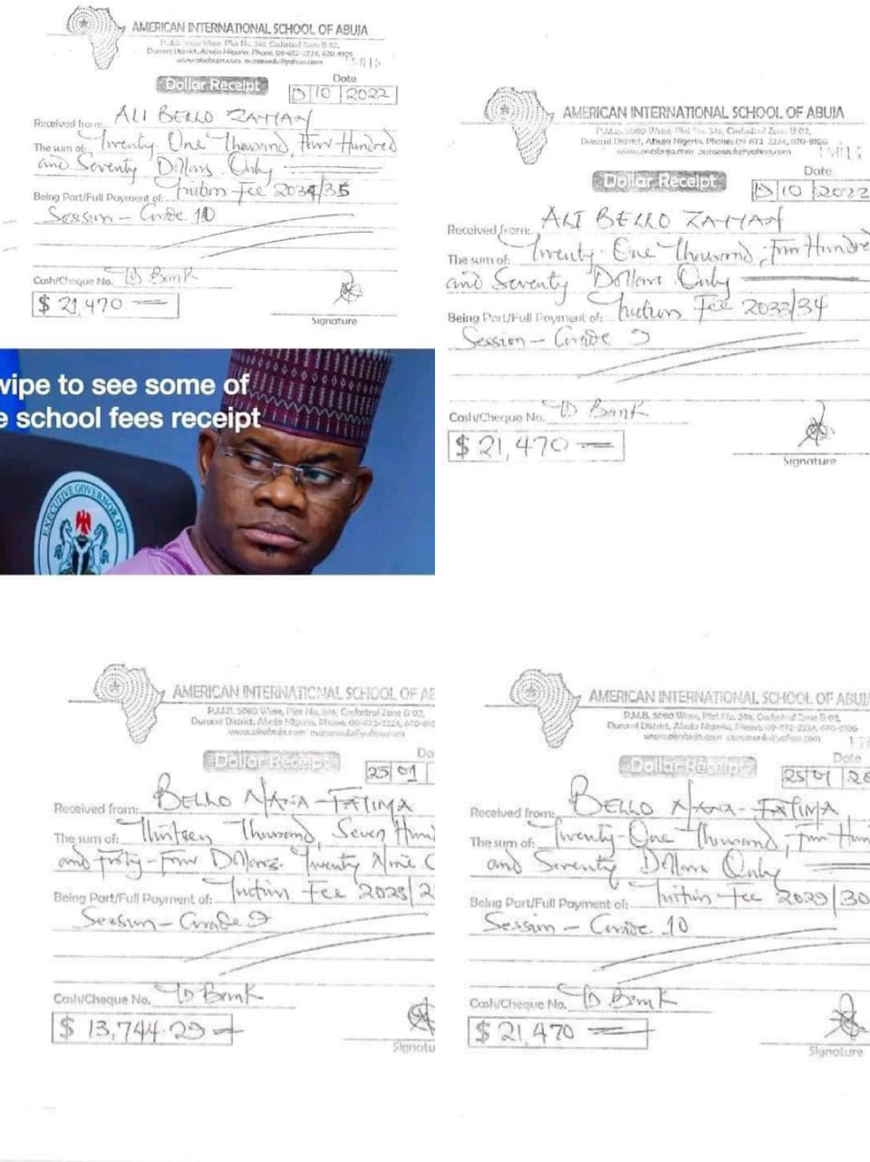 CHILDREN PHOTO Yahaya Bello paid 13744 and 21470 for daughters