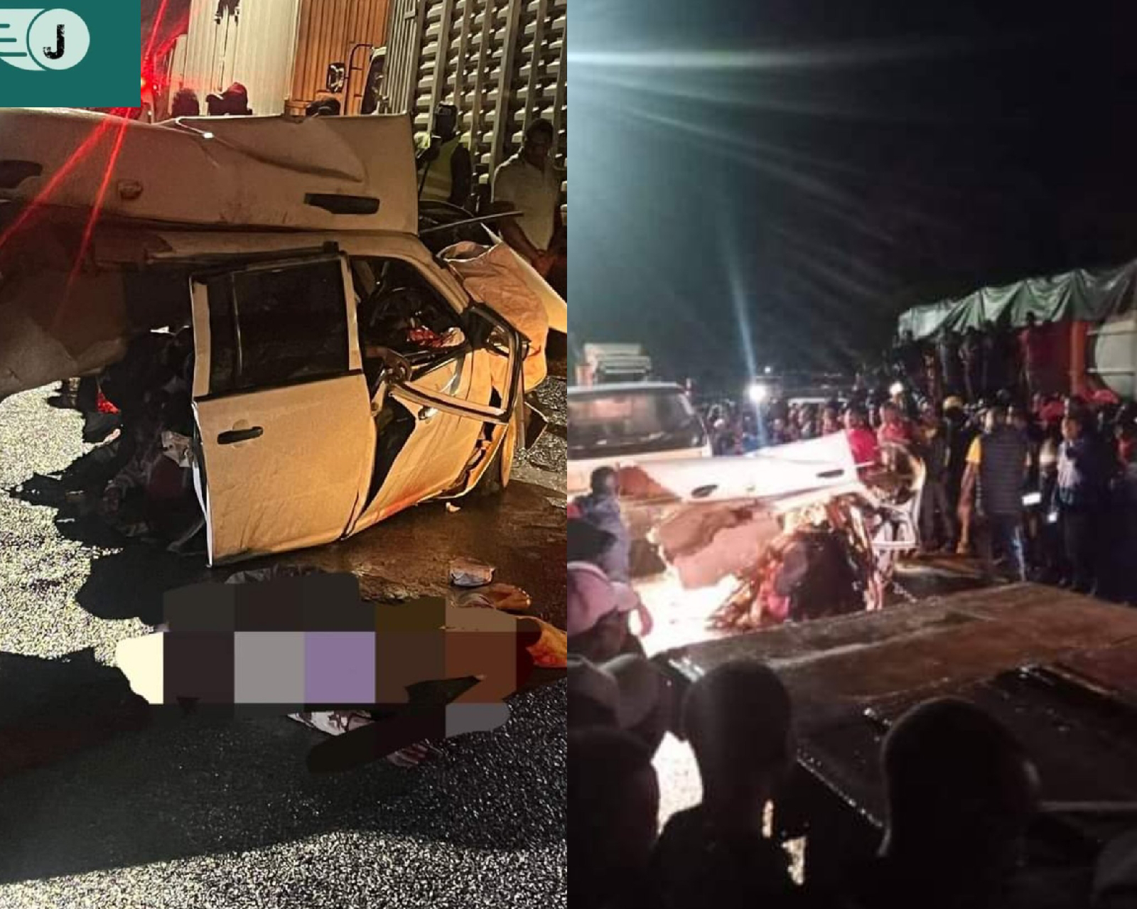 PHOTO 8 passengers died in Lorry and Probox car accident
