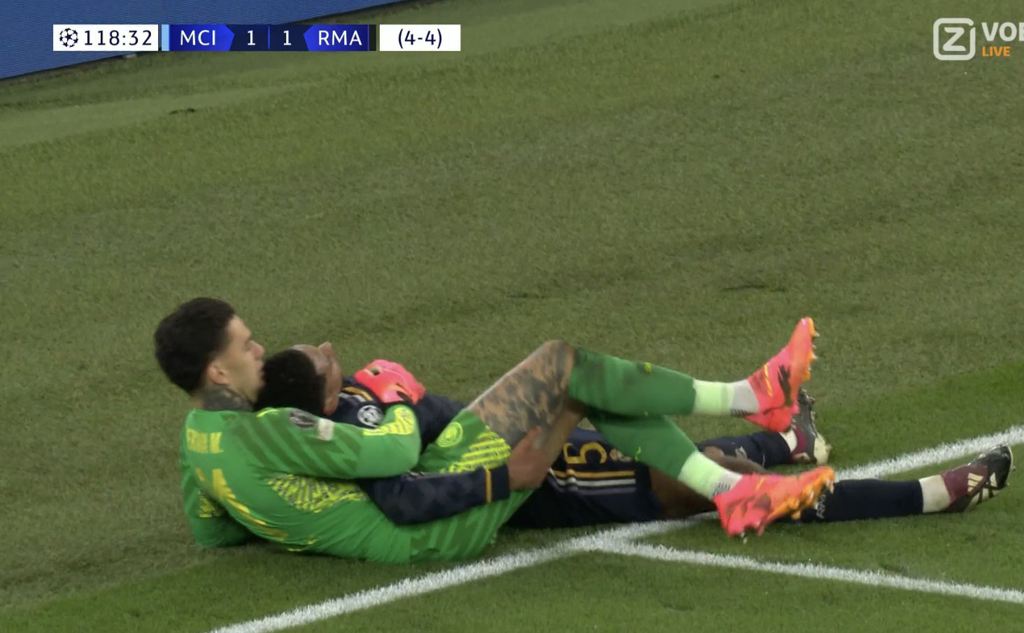 PHOTO Jude Bellingham resting on Ederson body together like lovers