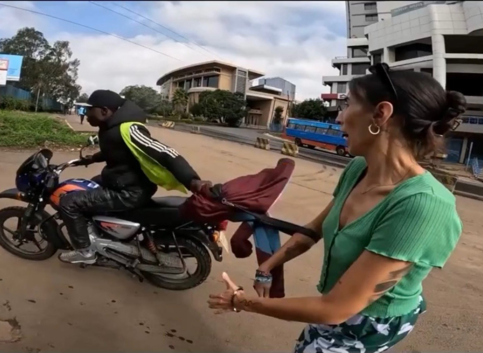 VIDEO Bike man snatched Iam Marwas girlfriend bag