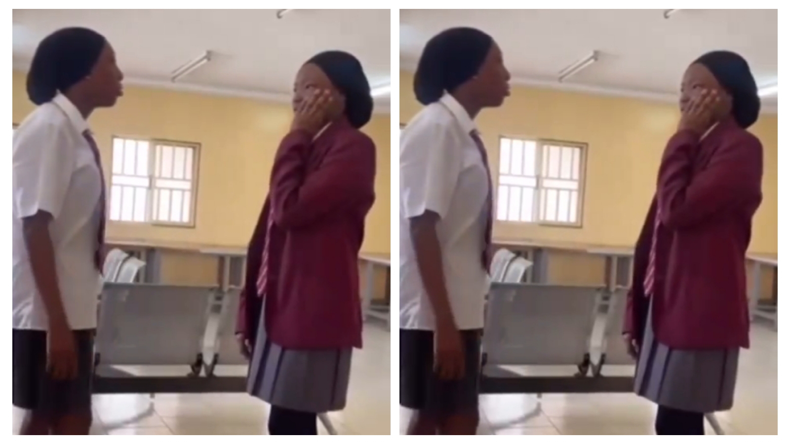 VIDEO Female student slapping fellow classmate over a boy in