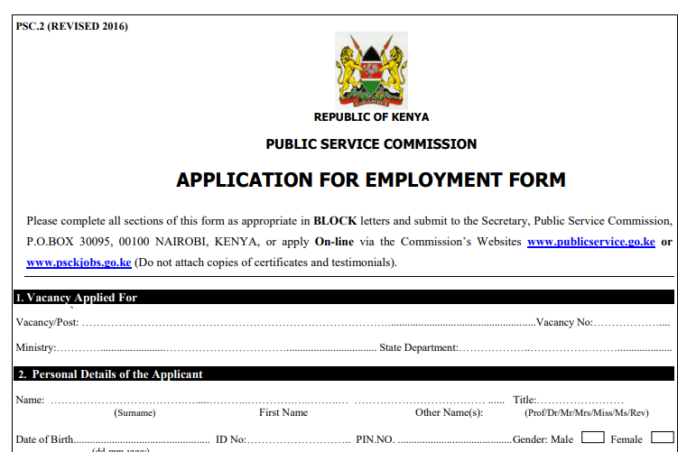 Application for Employment Form – PSC.2 (REVISED 2016) Or PSC 2 (Revised 2016) Application Form.pdf