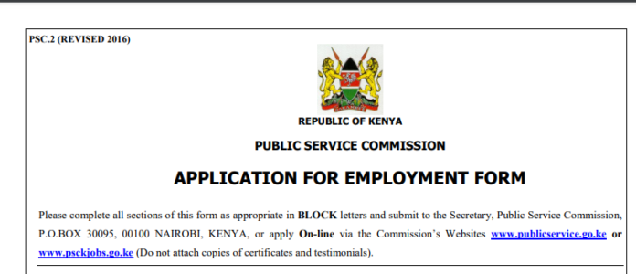 How to Fill Public Service Commission’s Application for Employment Form – PSC.2 (REVISED 2016)
