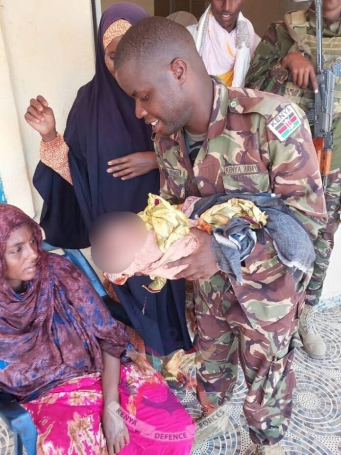 KDF troops on patrol help distressed woman give birth to bouncing baby boy on roadside