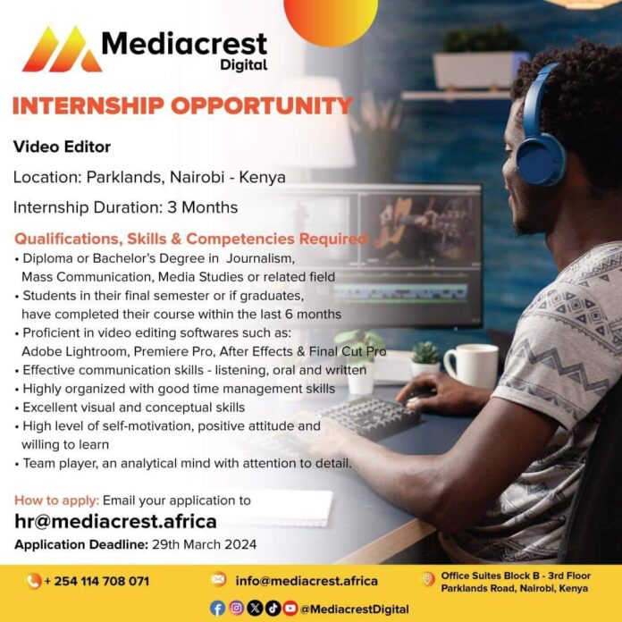 Mediacrest Digital Internship Opportunity