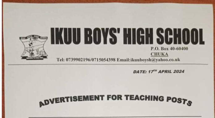 Ikuu Boys’ High School Hiring Teachers