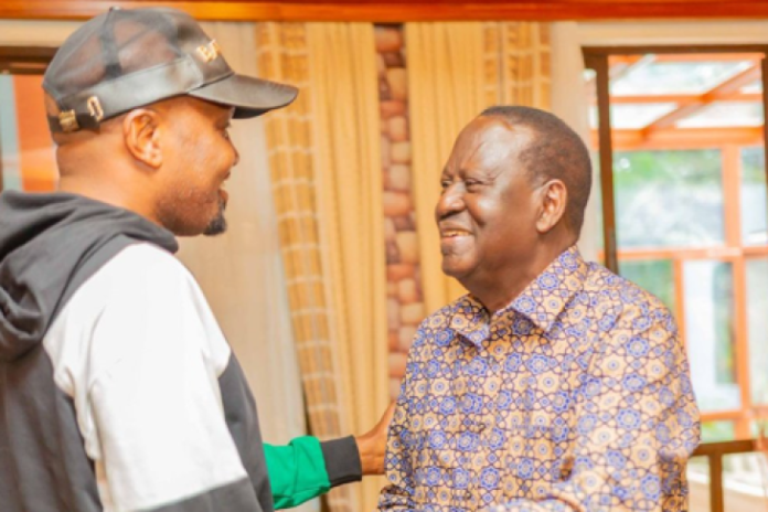 Opposition leader Raila Odinga and Public Service Cabinet Secretary Moses Kuria on Sunday, April 7, 2024. PHOTO/Kuria(@HonMoses_Kuria)/X