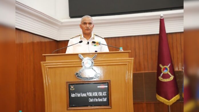 The Chief of Navy awards unit citation to INS Sharda for anti-piracy operations