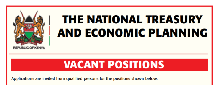 The National Treasury and Economic Planning Hiring Agriculture Specialist